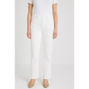 GAP Kick Fit High Rise Raw Hem Jeans Optic White 32 Tall (14T)